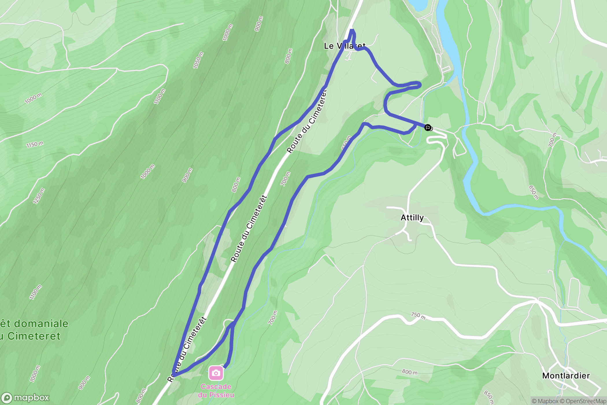 Le Châtelard : carte du parcours de randonnée - France