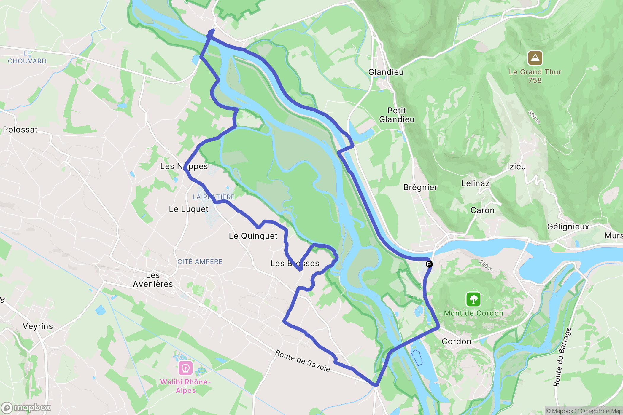 Brégnier-Cordon : carte du parcours de randonnée - France