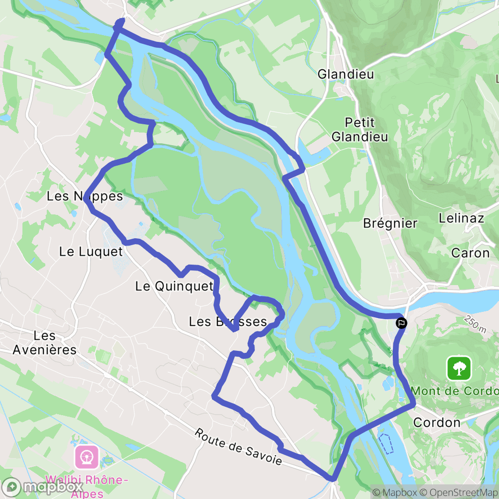 Brégnier-Cordon : carte du parcours de randonnée - France