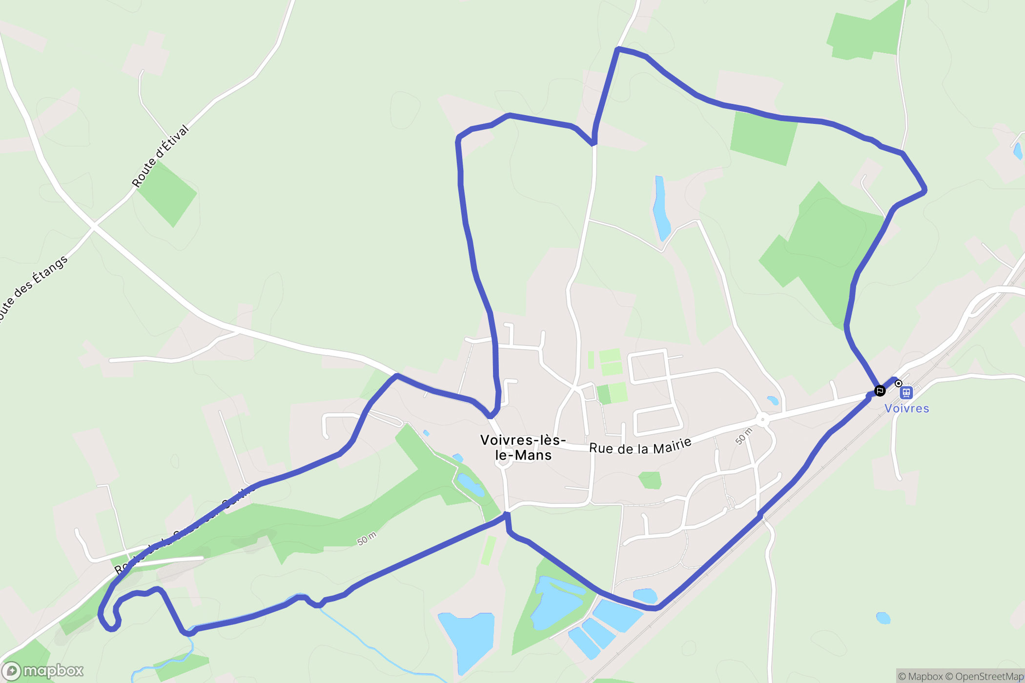 Voivres-lès-le-Mans : carte du parcours de randonnée - France