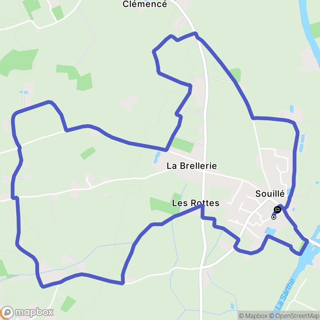 Souillé : carte du parcours de randonnée - France