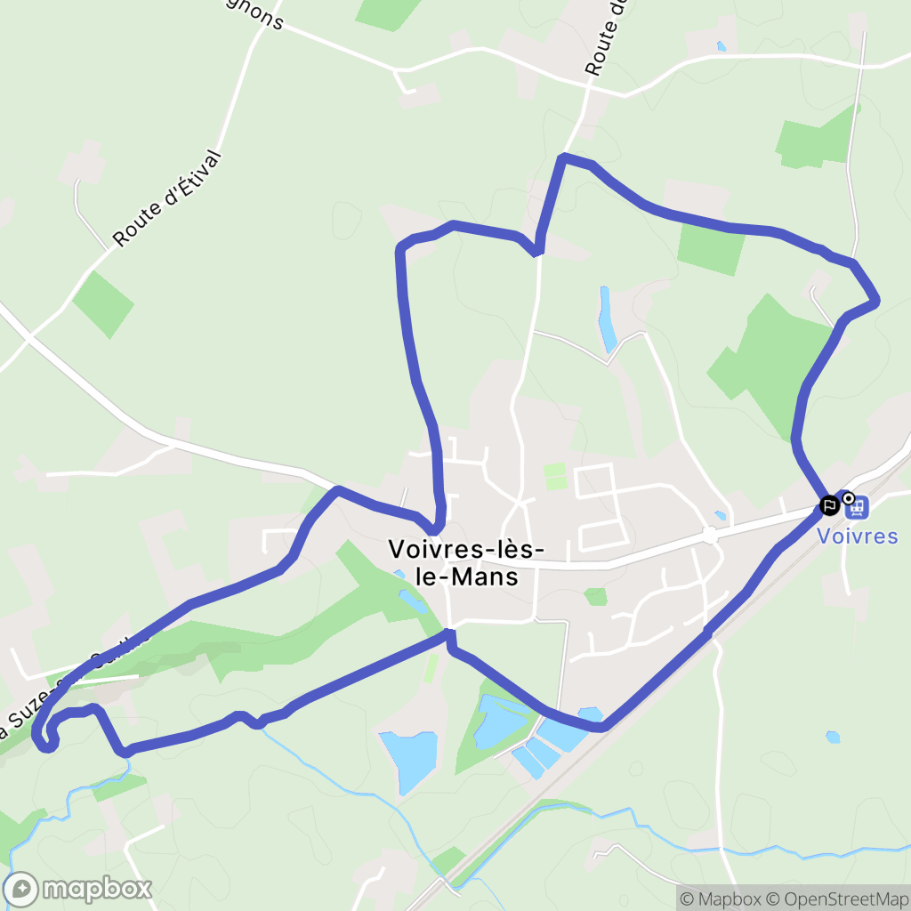 Voivres-lès-le-Mans : carte du parcours de randonnée - France