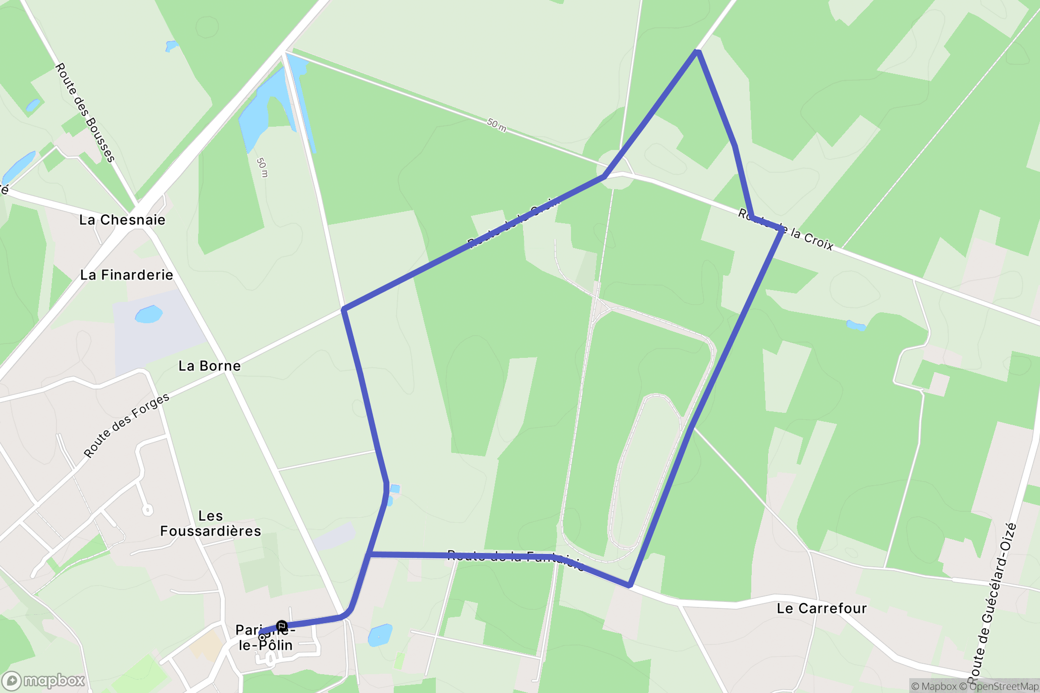 Parigné-le-Pôlin : carte du parcours de randonnée - France