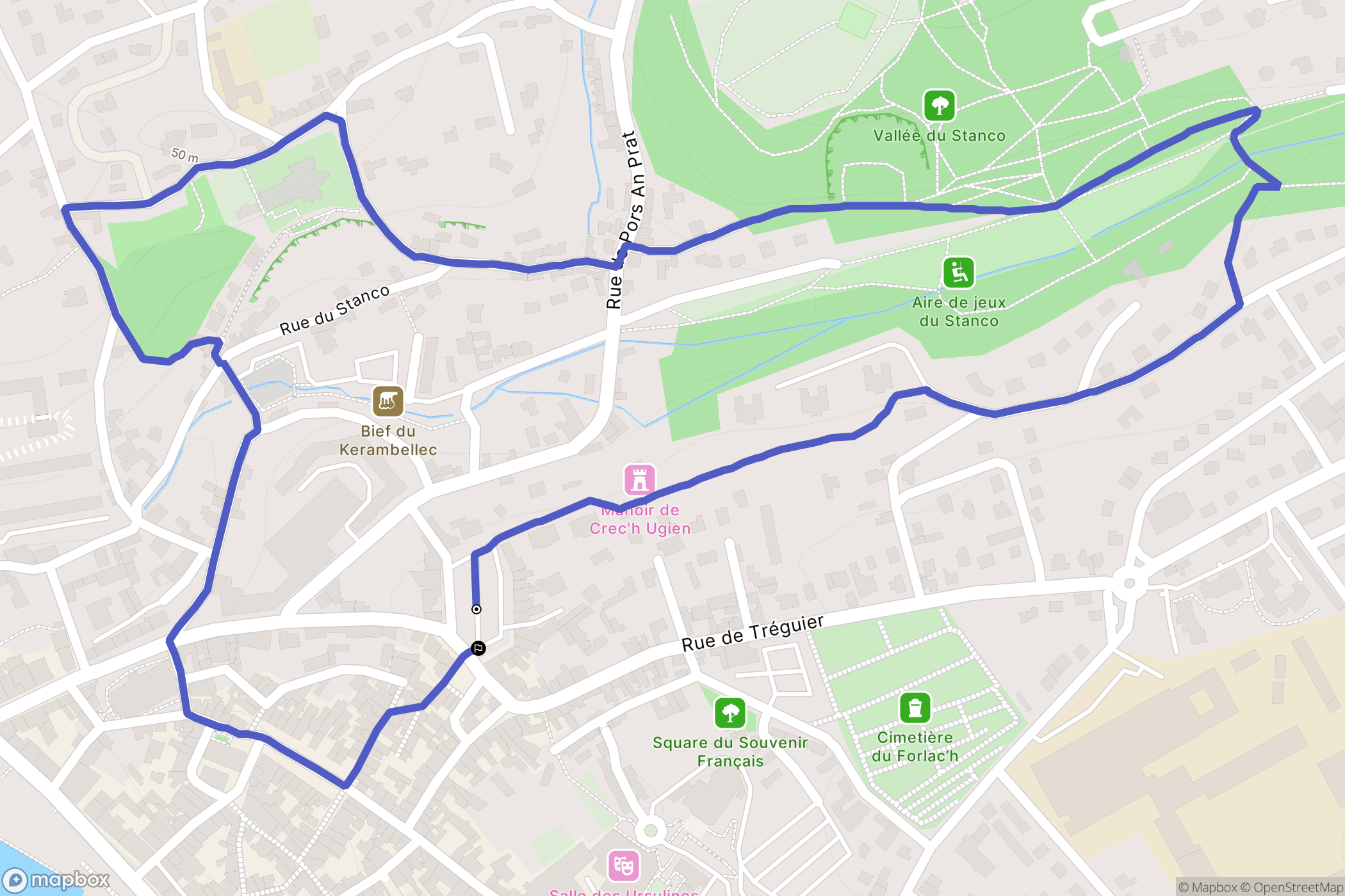 Lannion : carte du parcours de randonnée - France