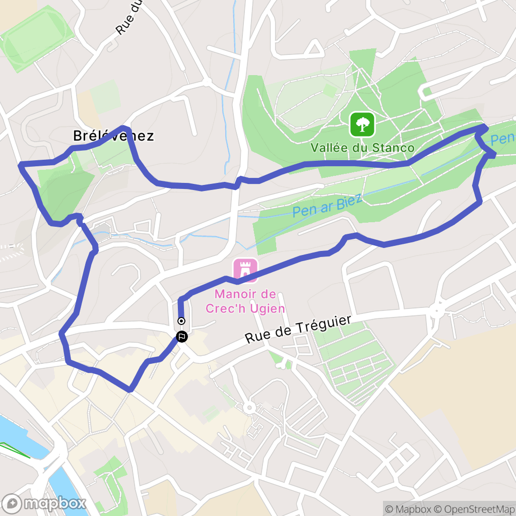 Lannion : carte du parcours de randonnée - France