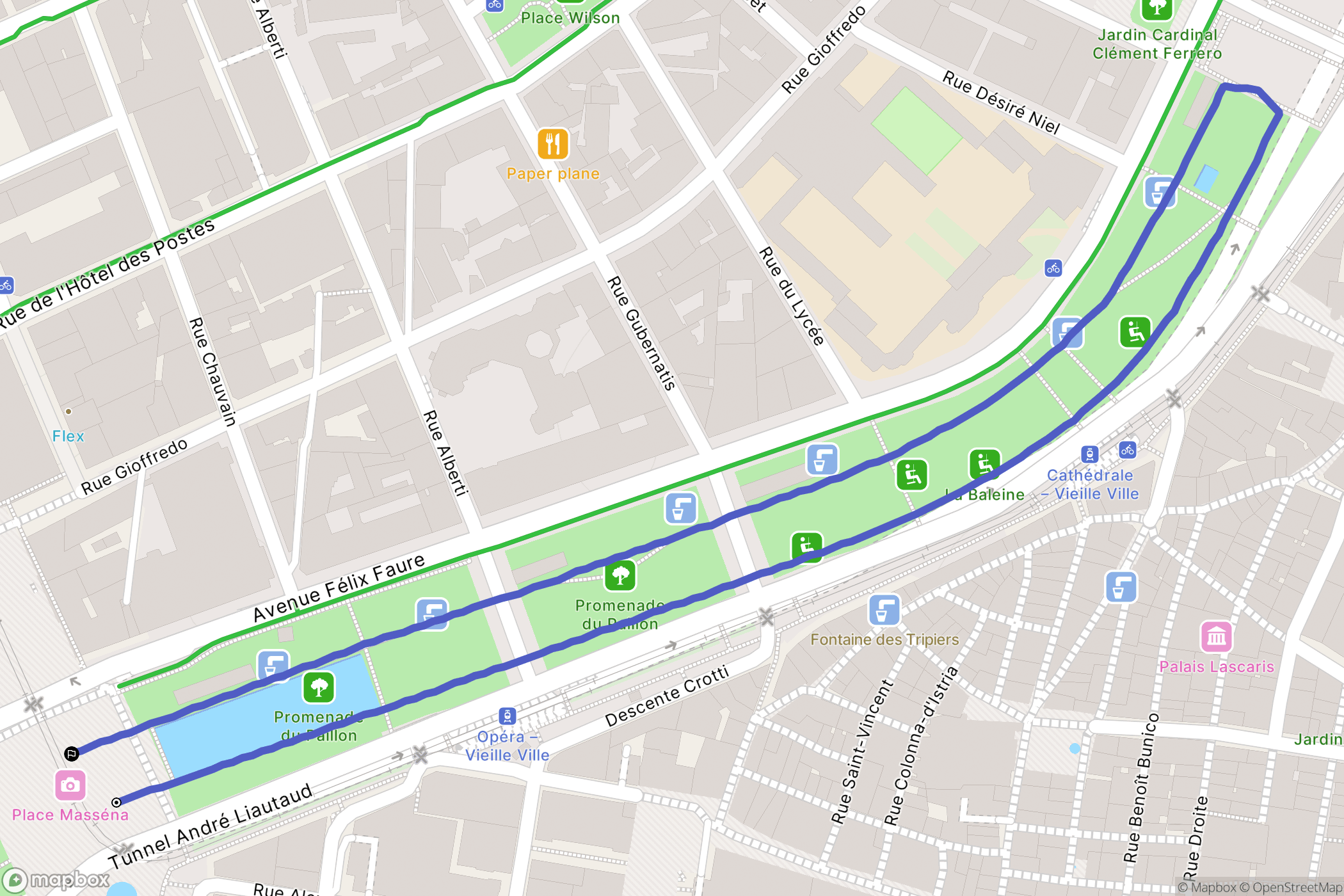 Nice : carte du parcours de randonnée - France