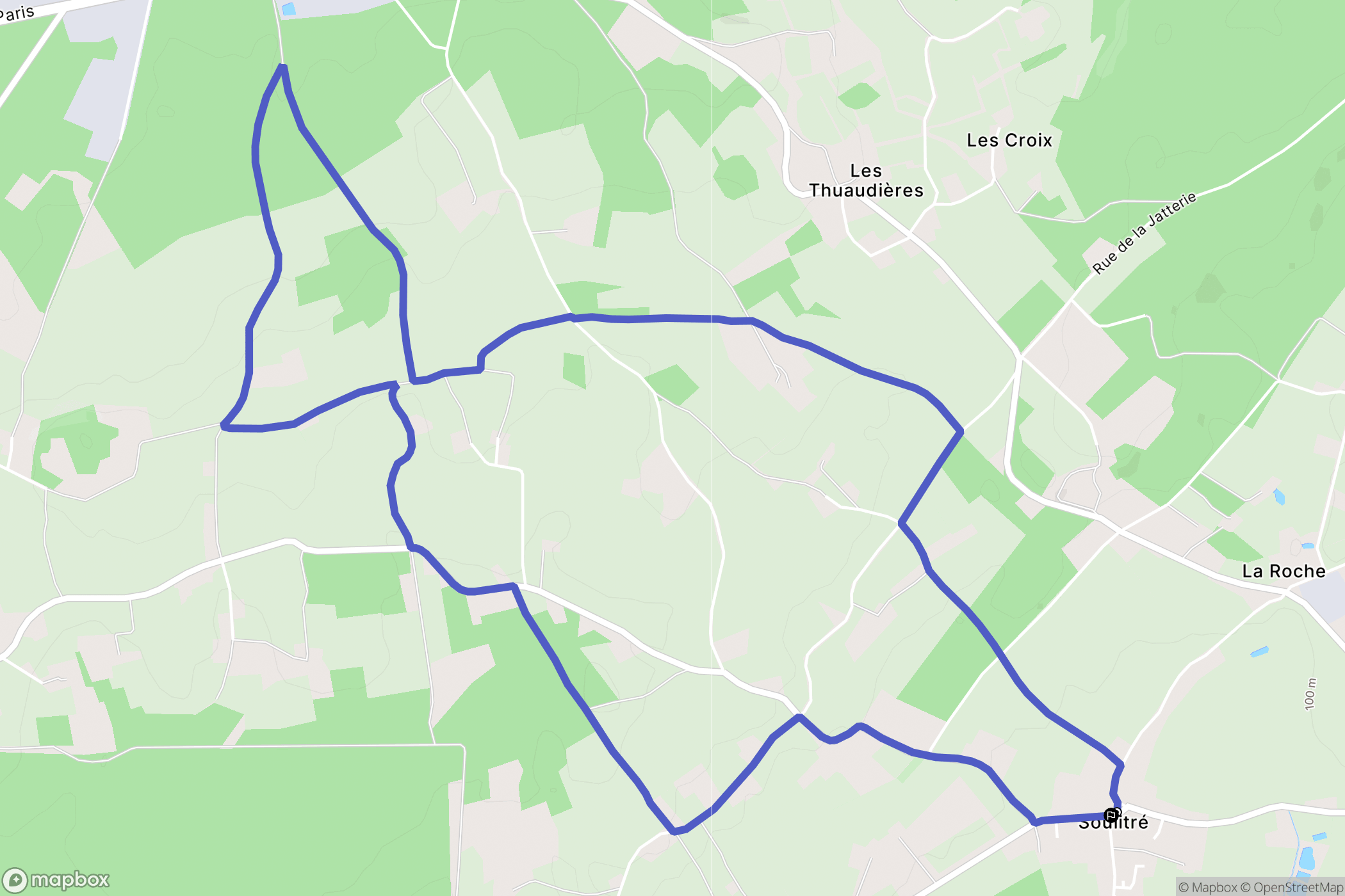 Soulitré : carte du parcours de randonnée - France