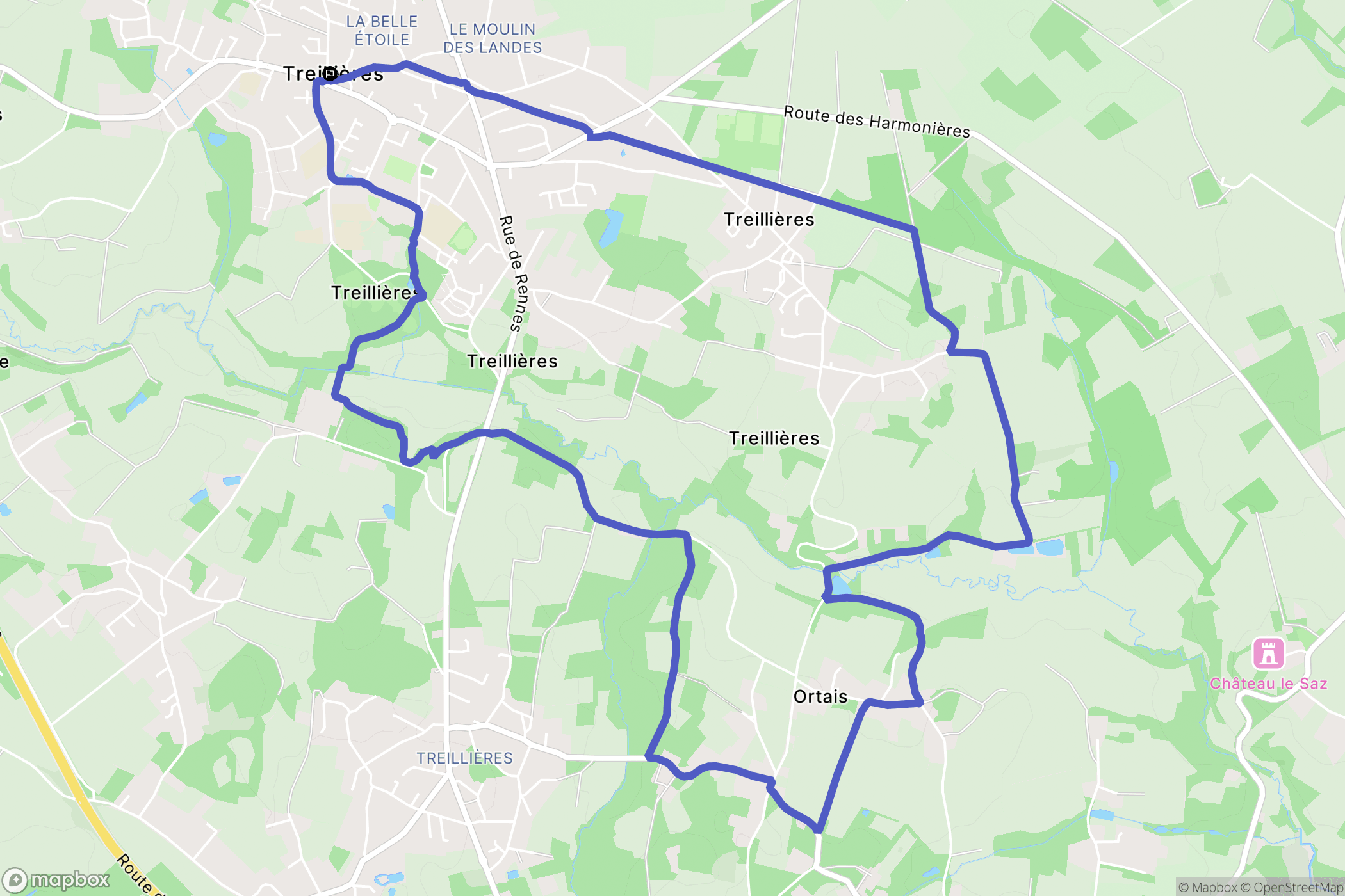 Treillières : carte du parcours de randonnée - France