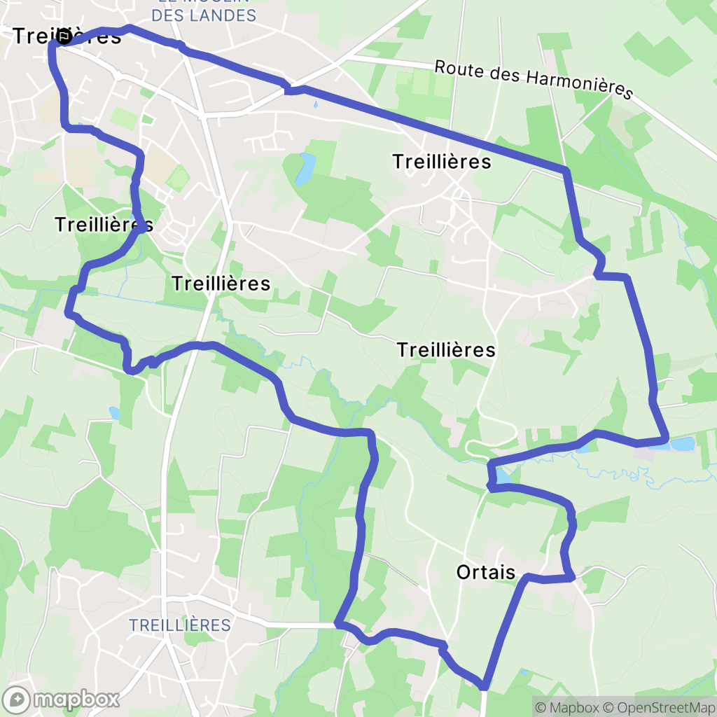 Treillières : carte du parcours de randonnée - France