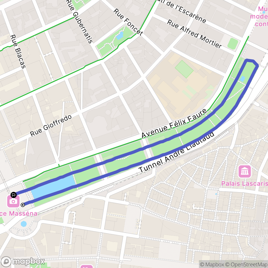 Nice : carte du parcours de randonnée - France
