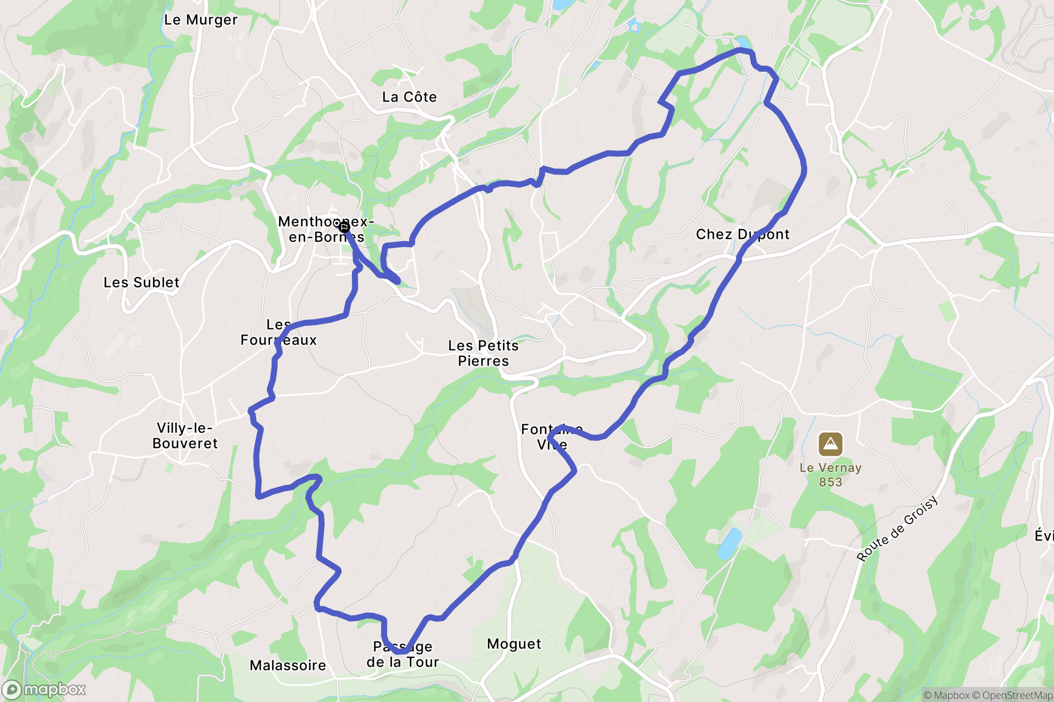 Menthonnex-en-Bornes : carte du parcours de randonnée - France