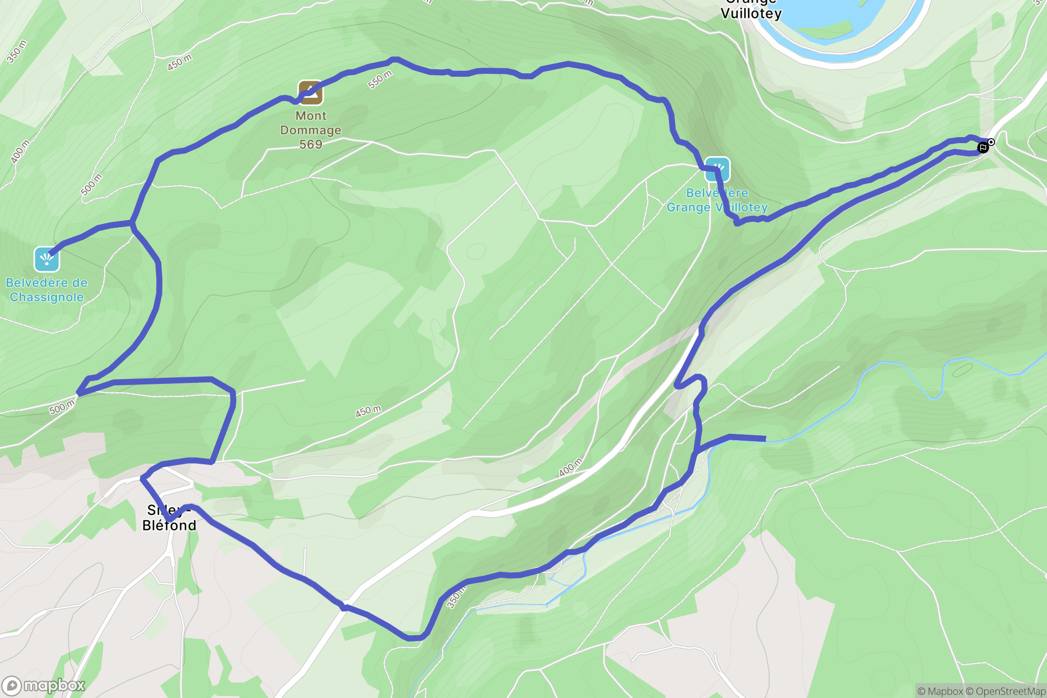 Baume-les-Dames : carte du parcours de randonnée - France
