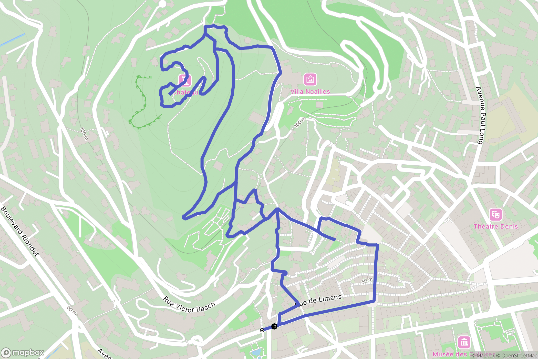 Hyères : carte du parcours de randonnée - France