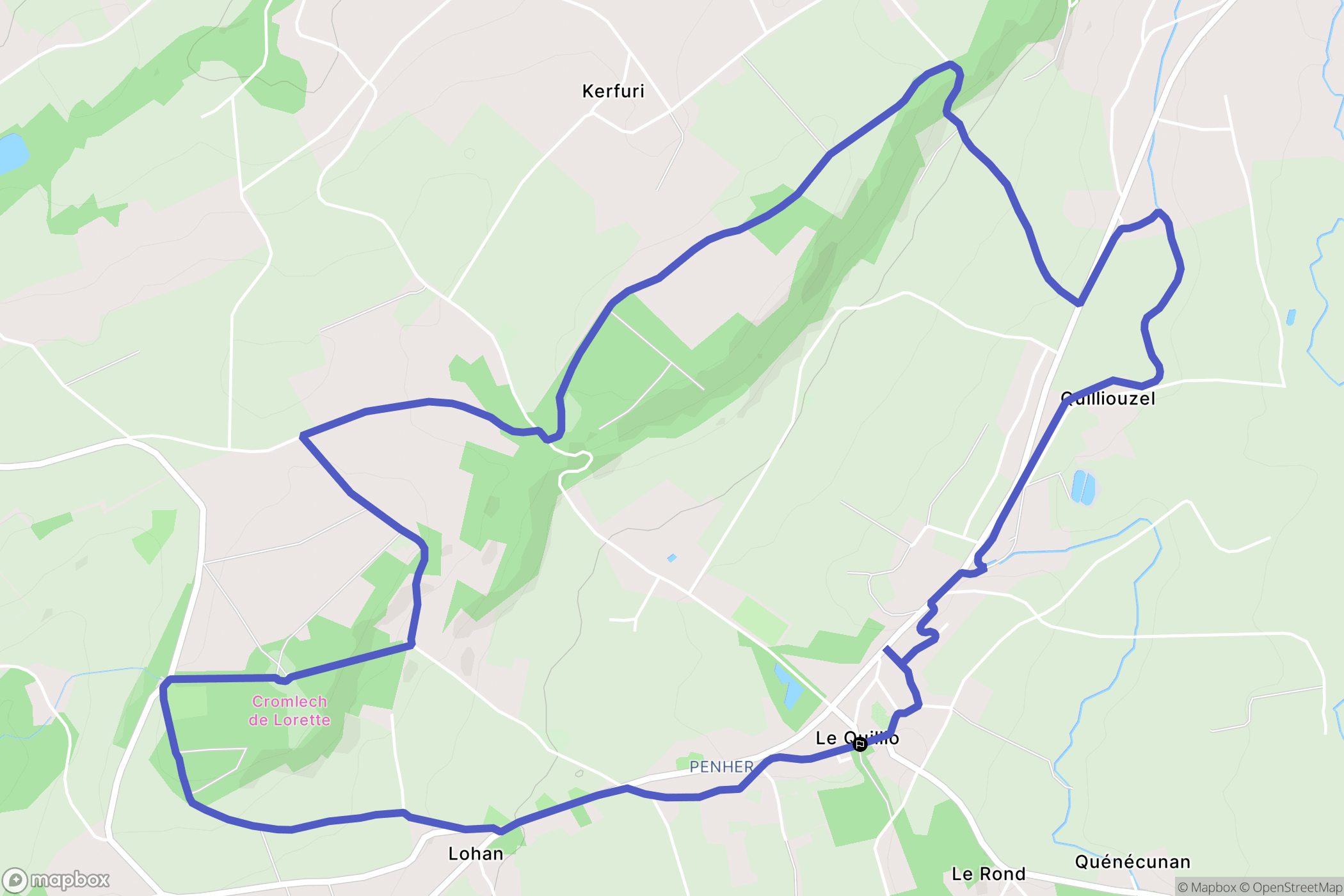 Le Quillio : carte du parcours de randonnée - France