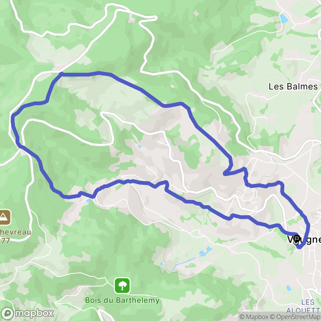 Vaugneray : carte du parcours de randonnée - France