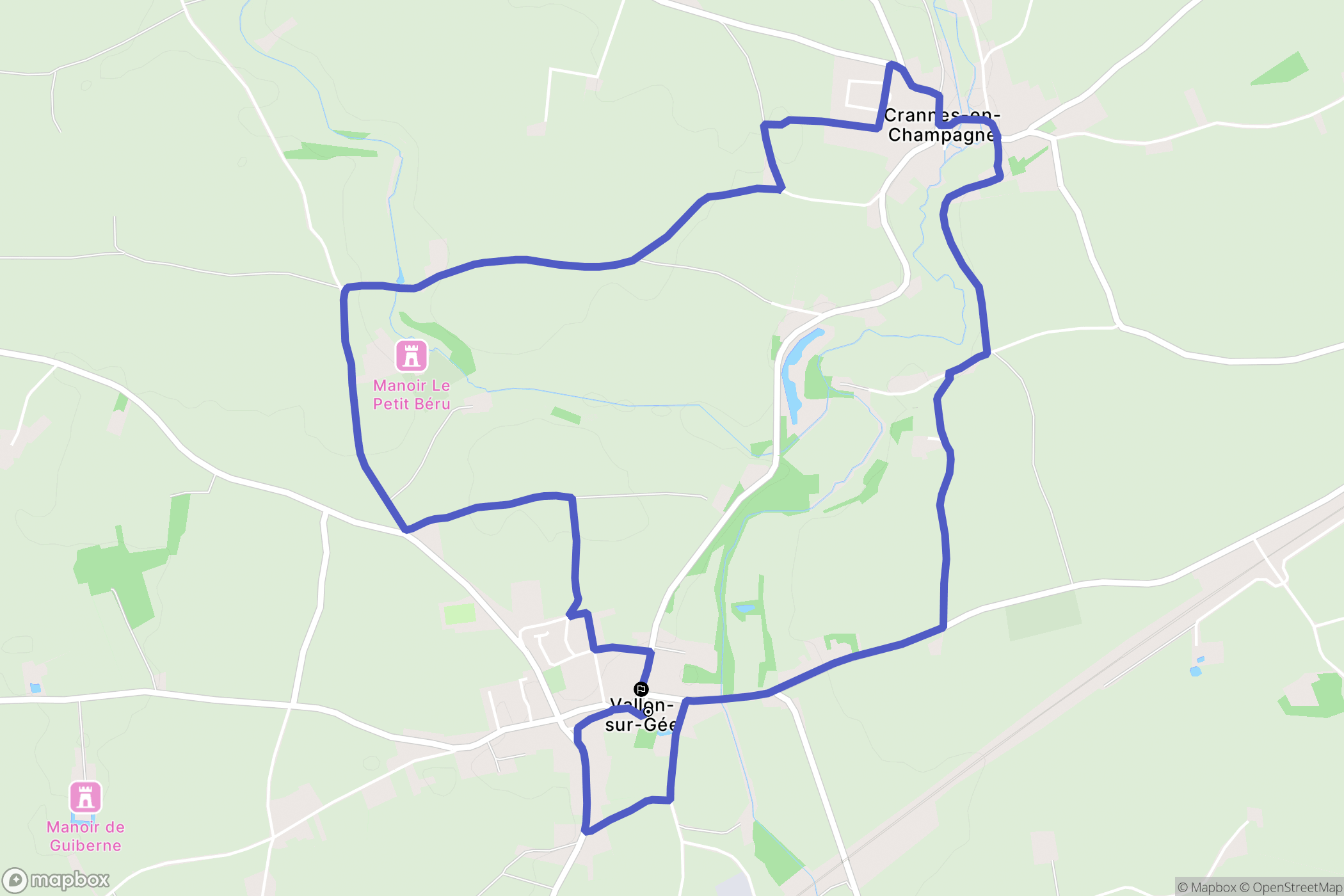 Vallon-sur-Gée : carte du parcours de randonnée - France