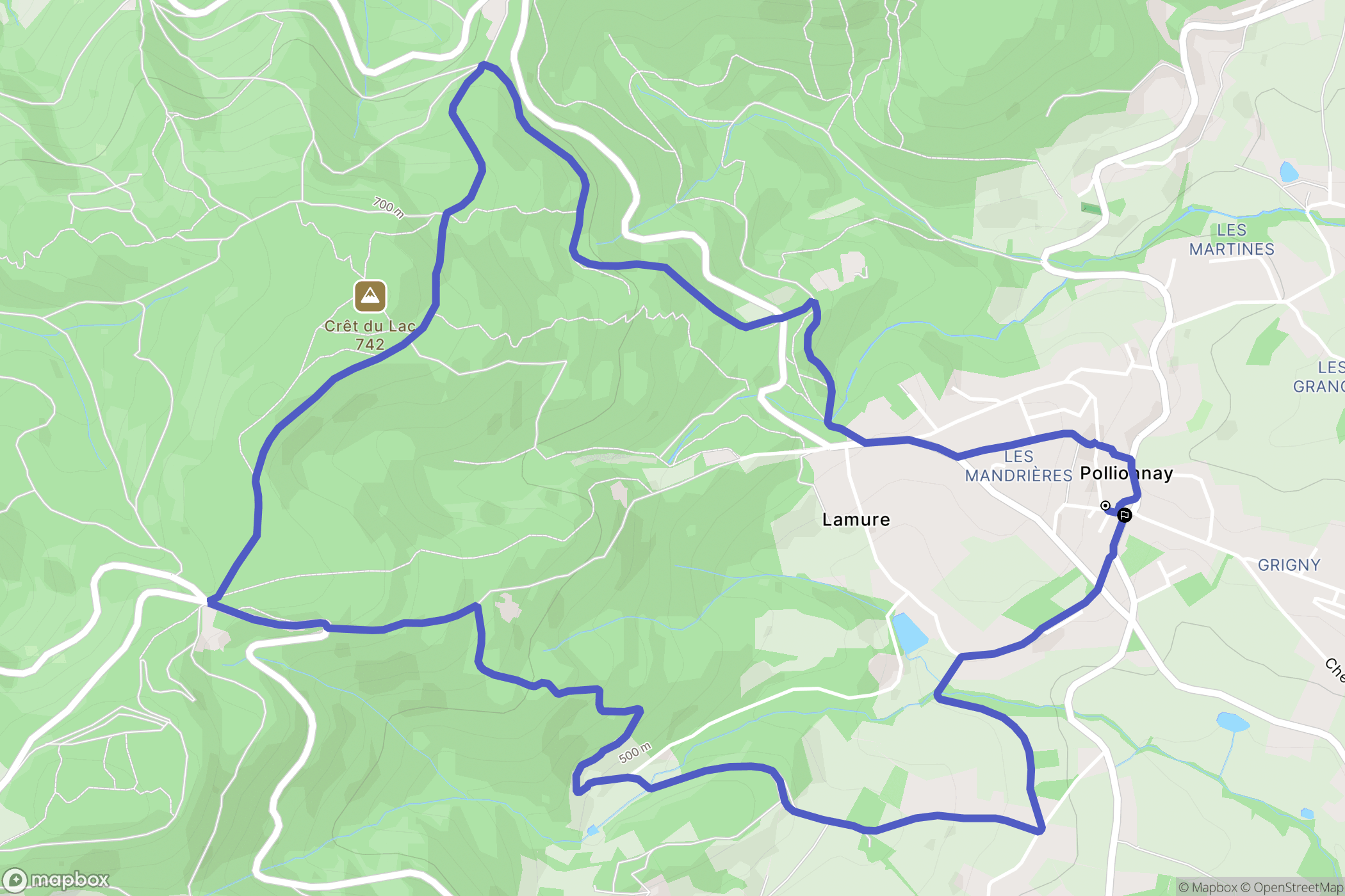 Pollionnay : carte du parcours de randonnée - France
