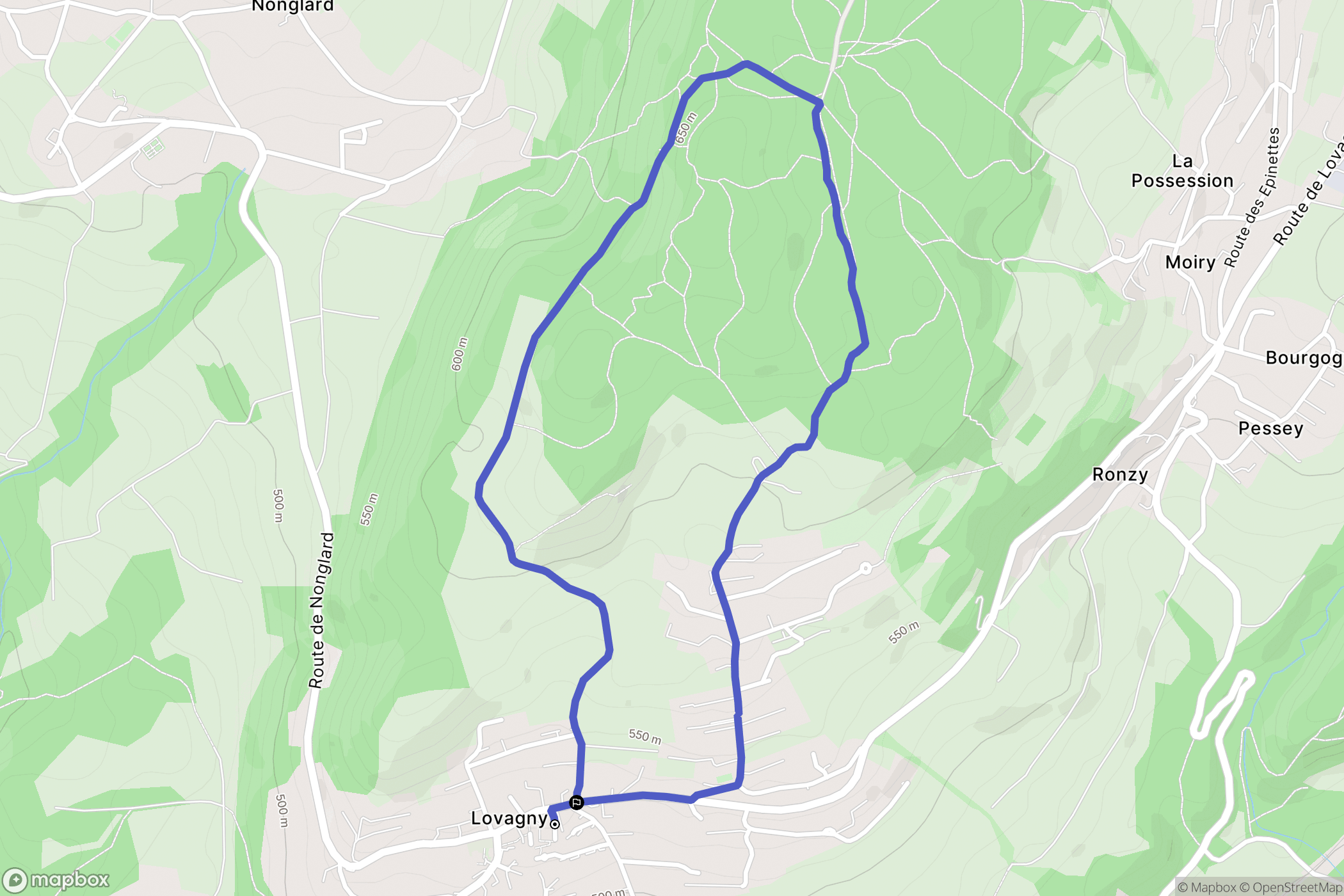 Lovagny : carte du parcours de randonnée - France