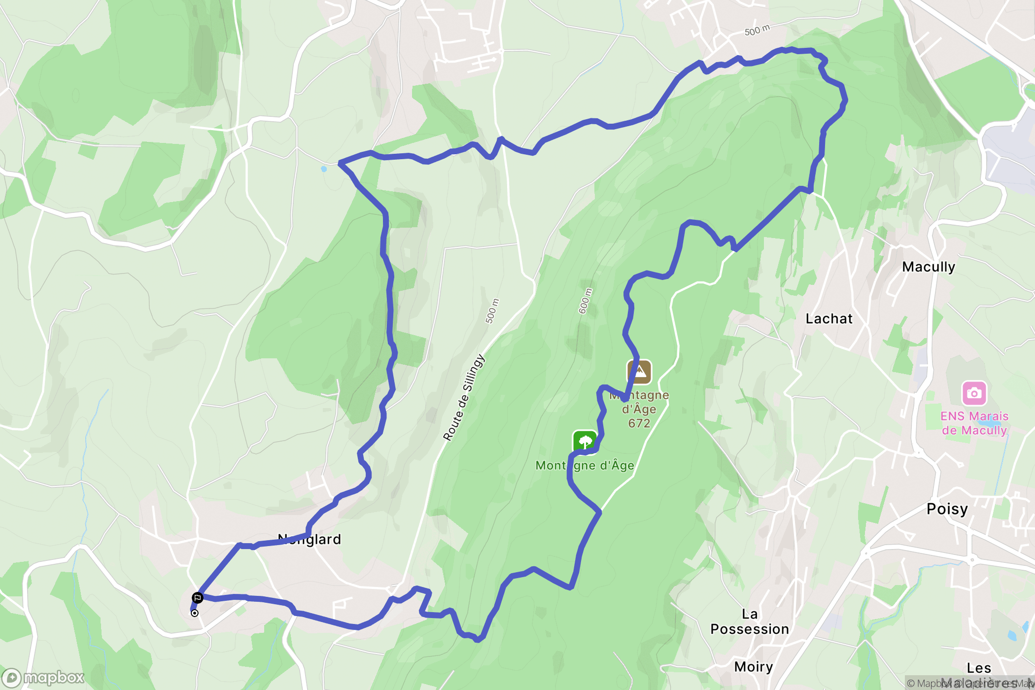 Nonglard : carte du parcours de randonnée - France