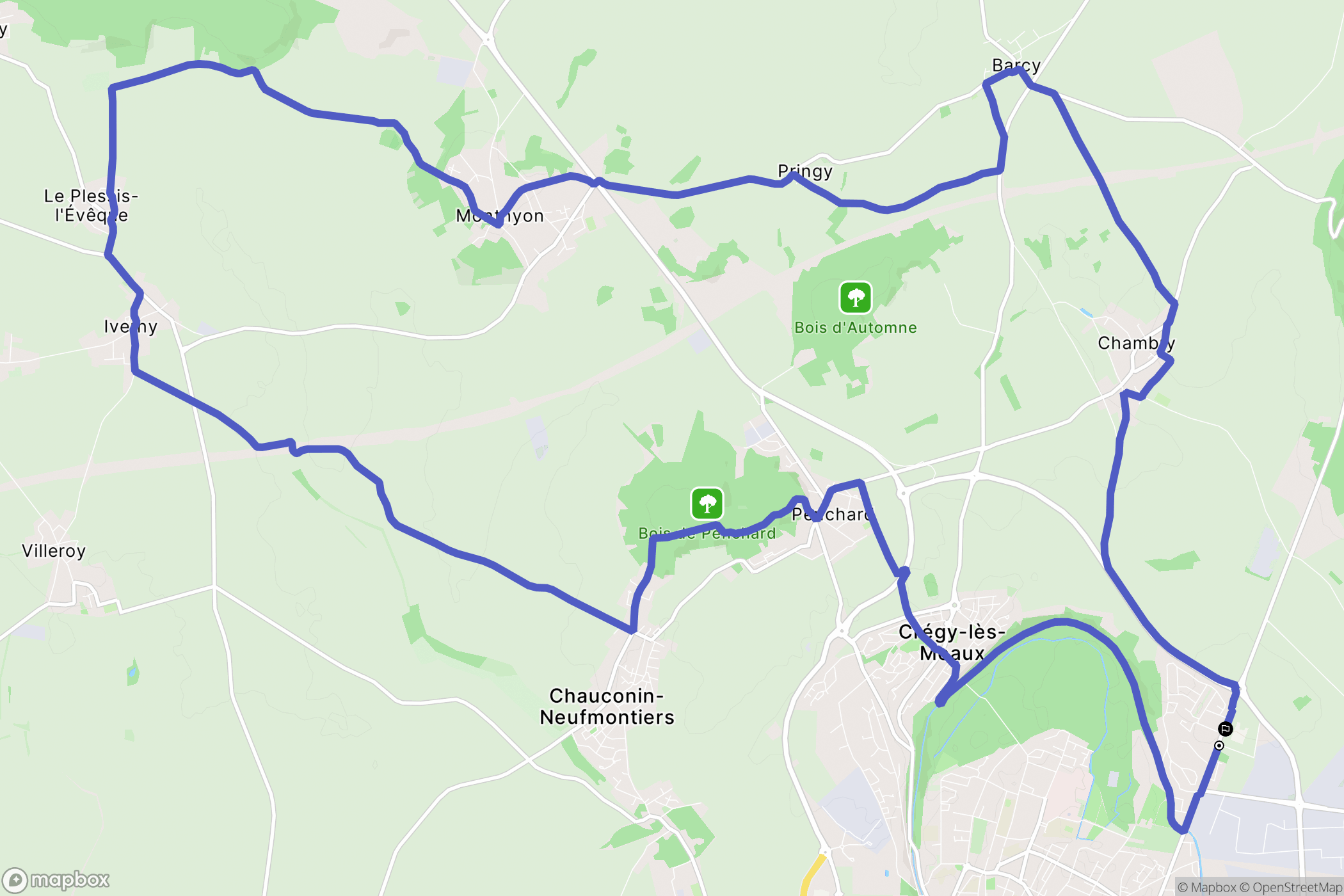 Meaux : carte du parcours de randonnée - France