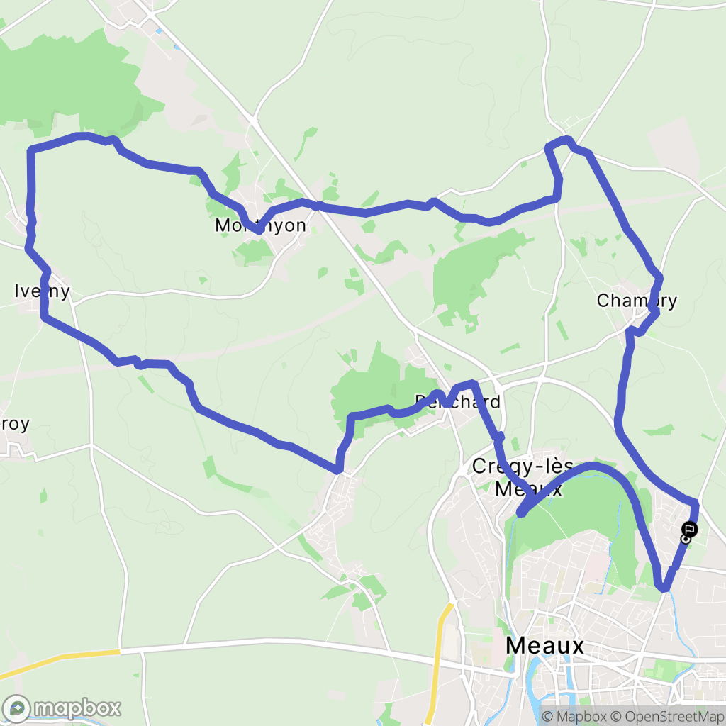 Meaux : carte du parcours de randonnée - France