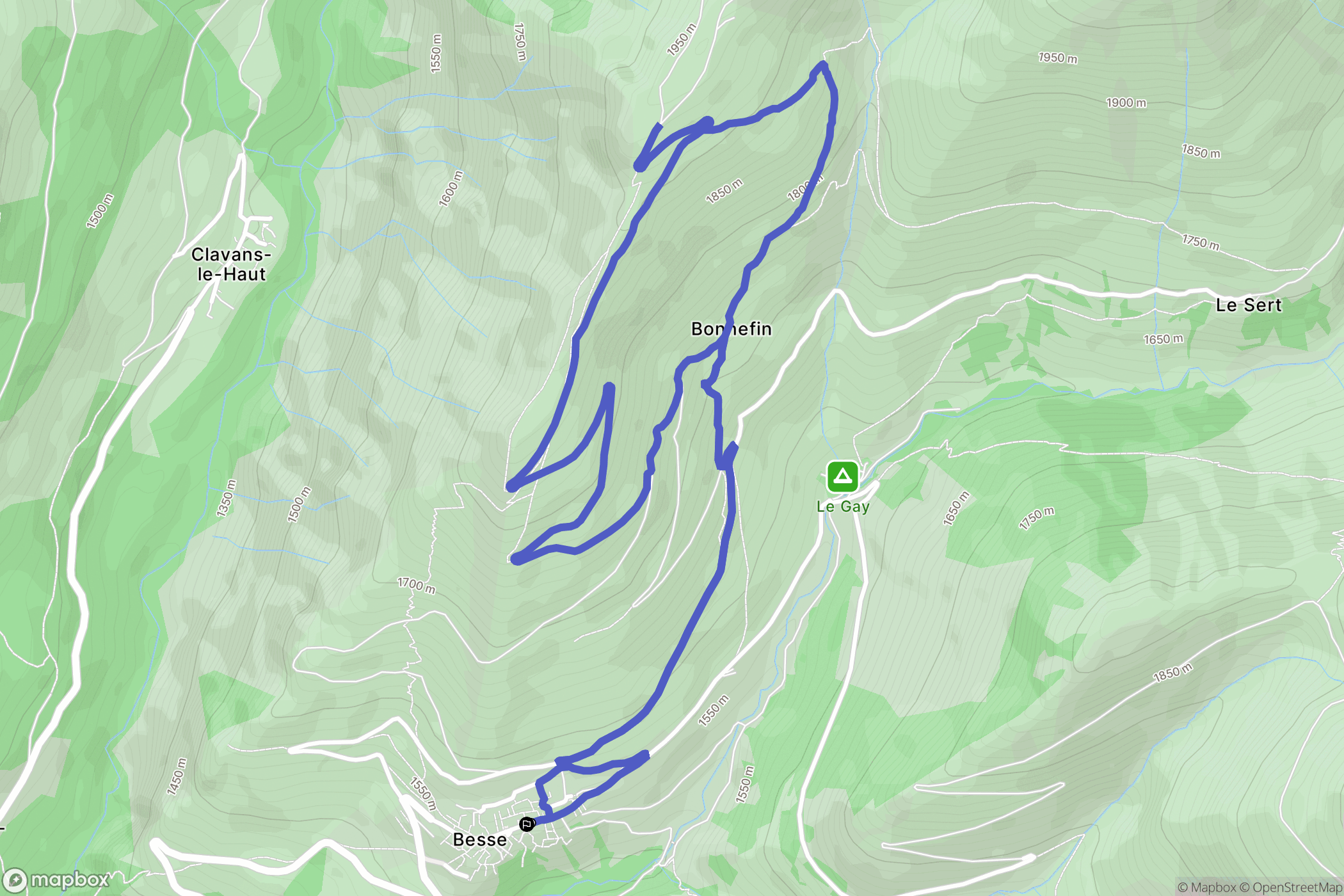Besse : carte du parcours de randonnée - France