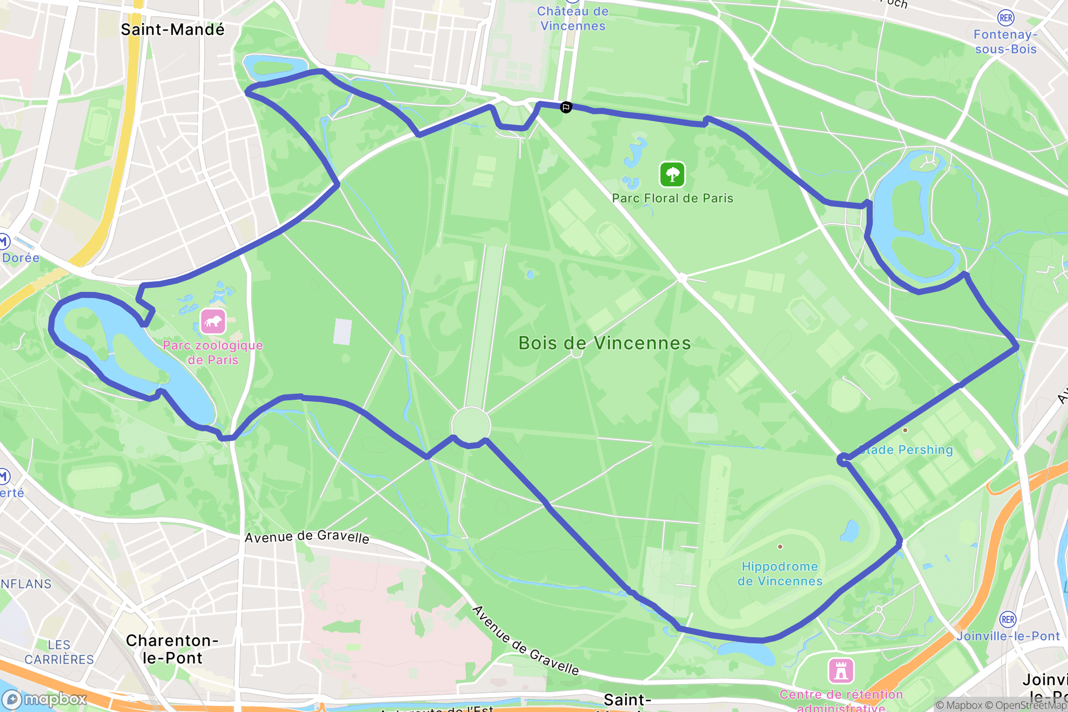Vincennes : carte du parcours de randonnée - France