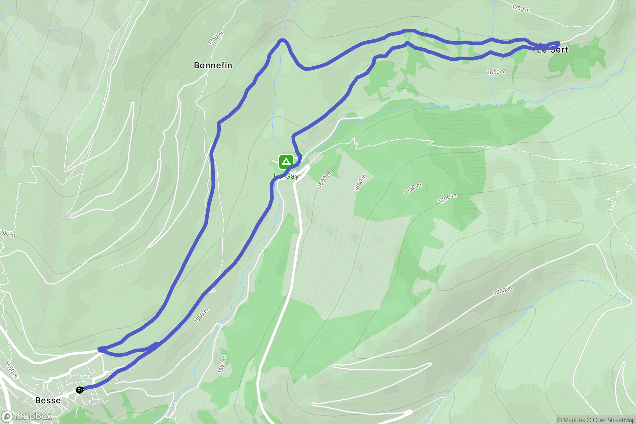 Besse : carte du parcours de randonnée - France