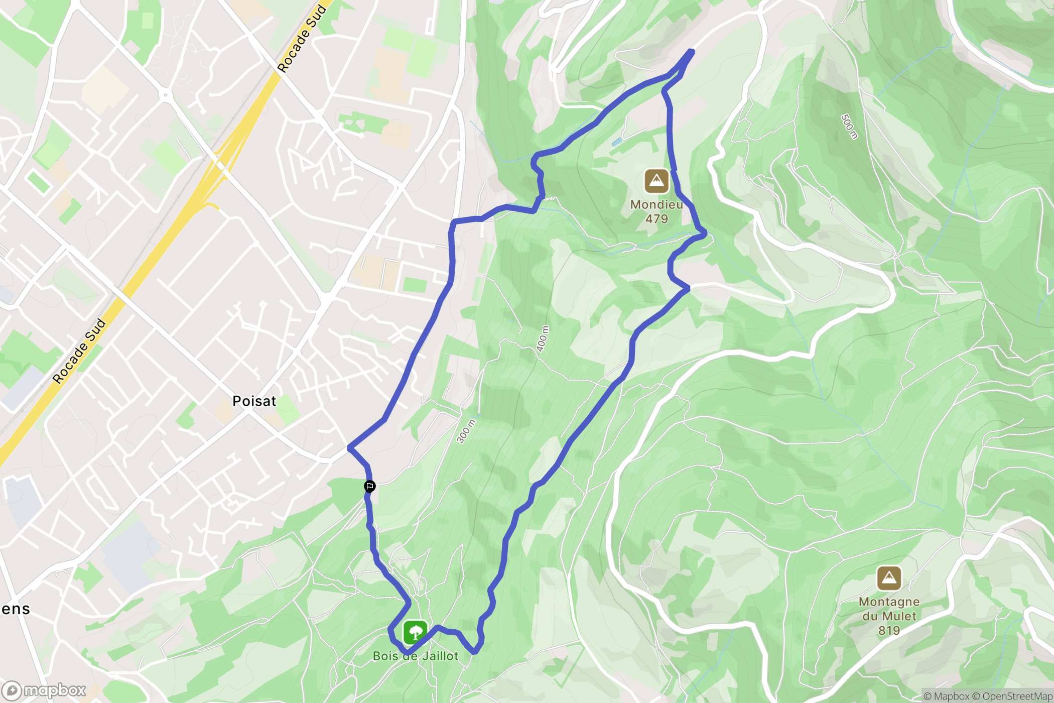 Poisat : carte du parcours de randonnée - France