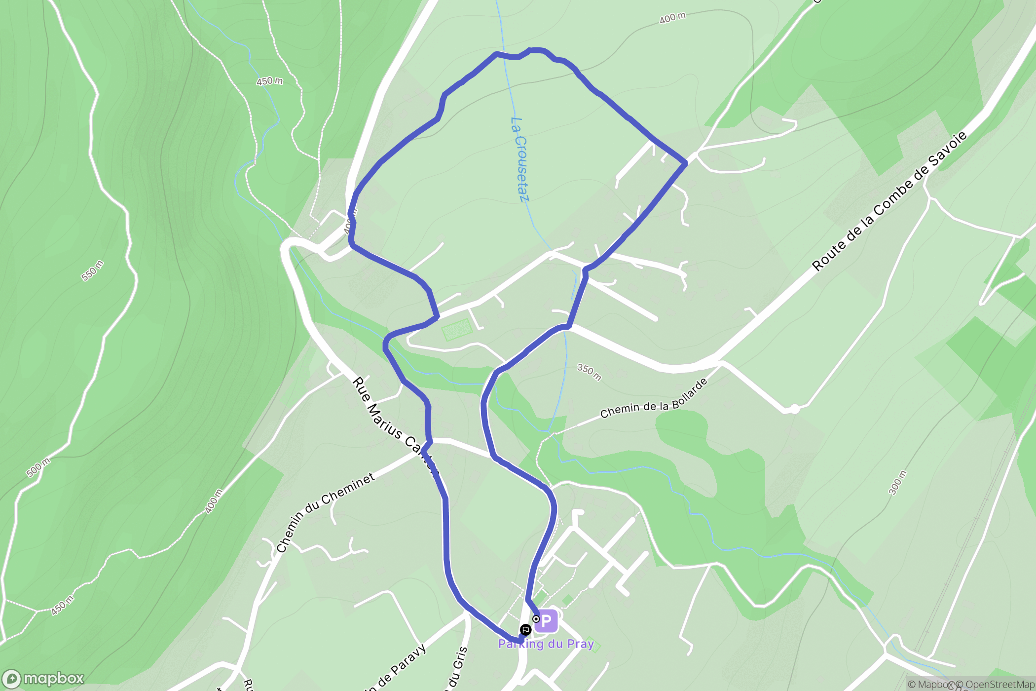 Cruet : carte du parcours de randonnée - France