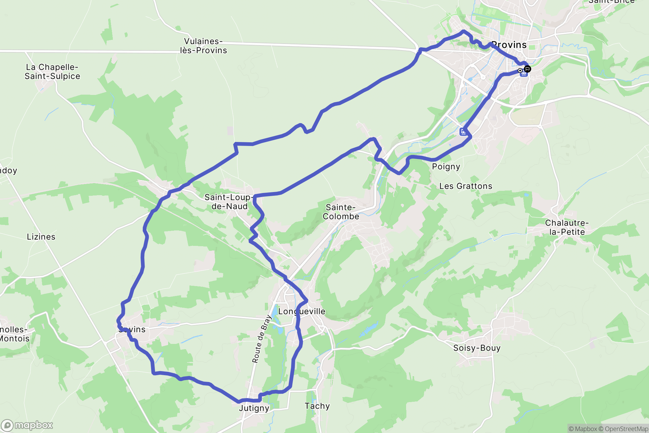 Provins : carte du parcours de randonnée - France