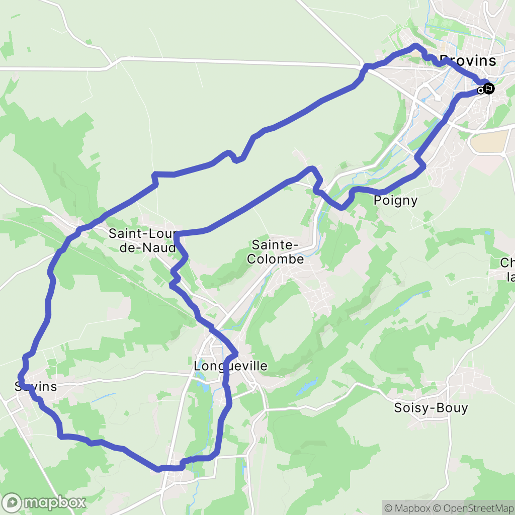 Provins : carte du parcours de randonnée - France