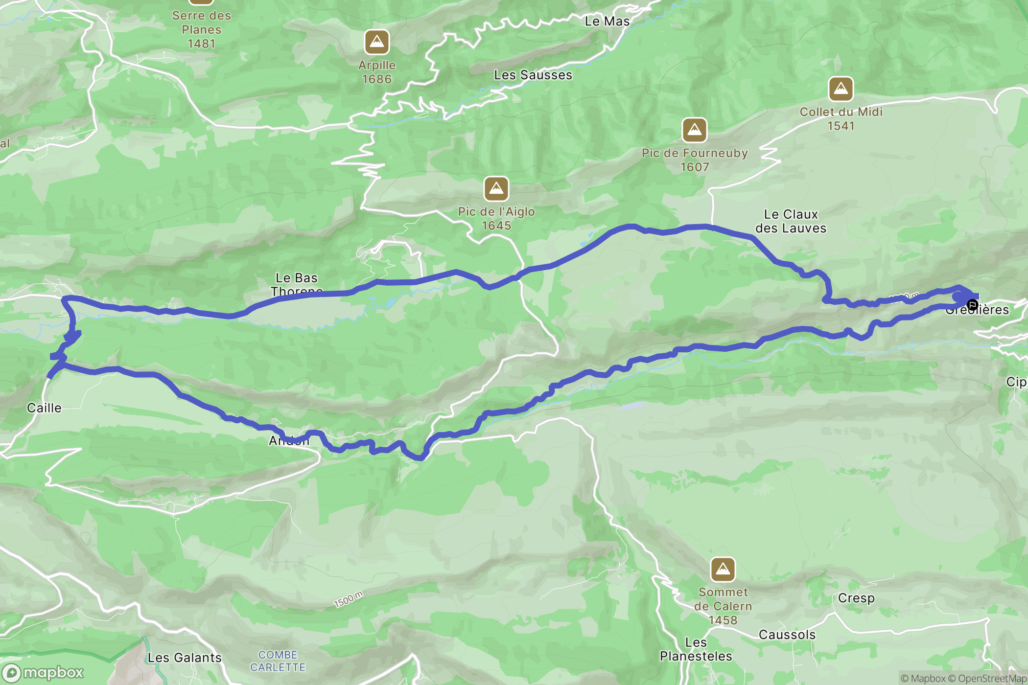Gréolières : carte du parcours de randonnée - France