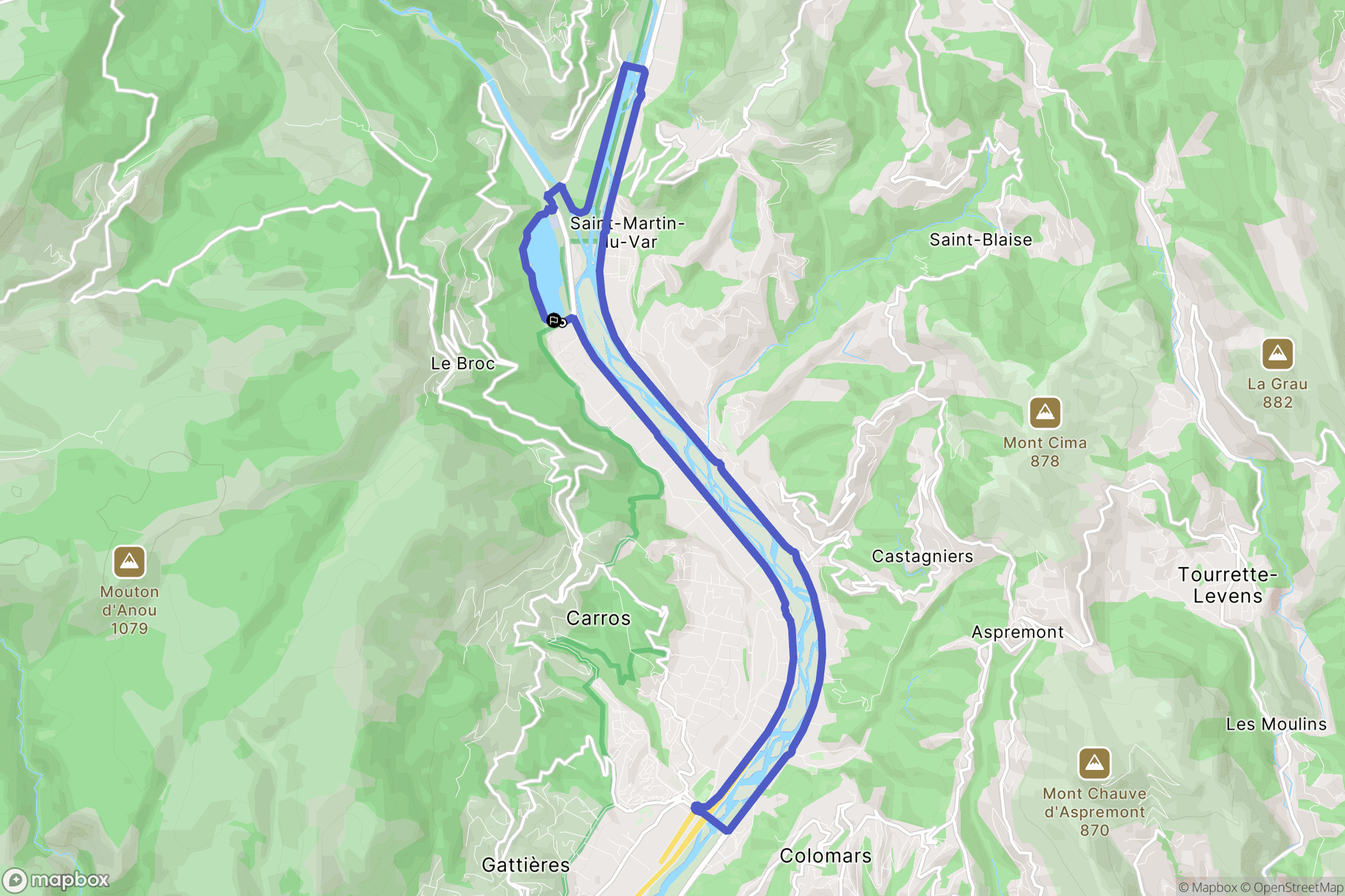 Le Broc : carte du parcours de randonnée - France