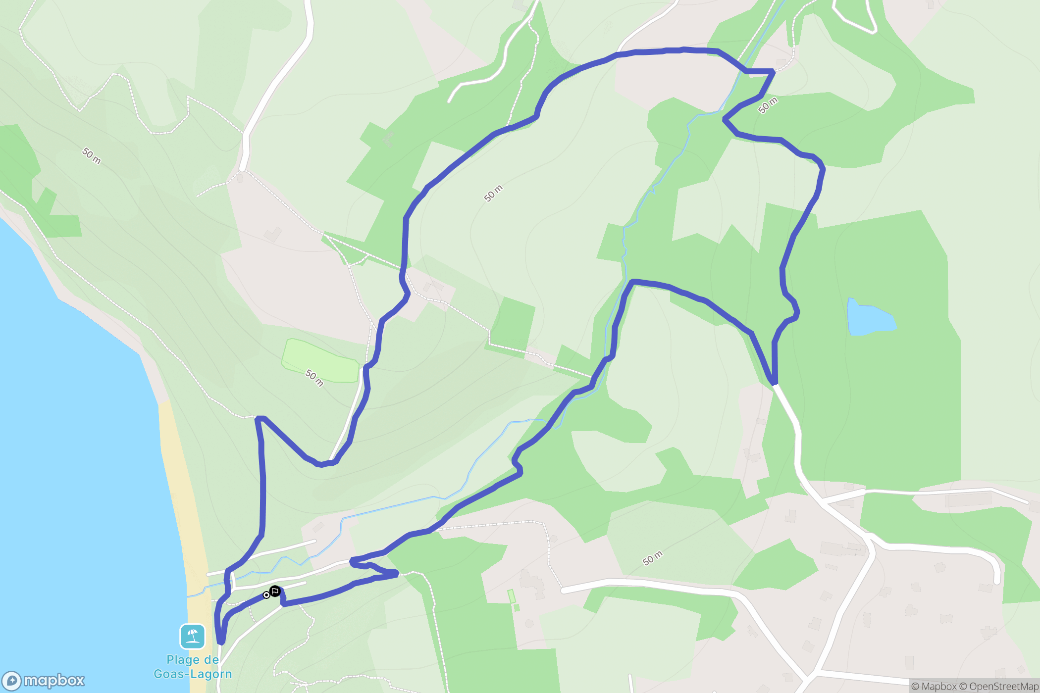 Lannion : carte du parcours de randonnée - France
