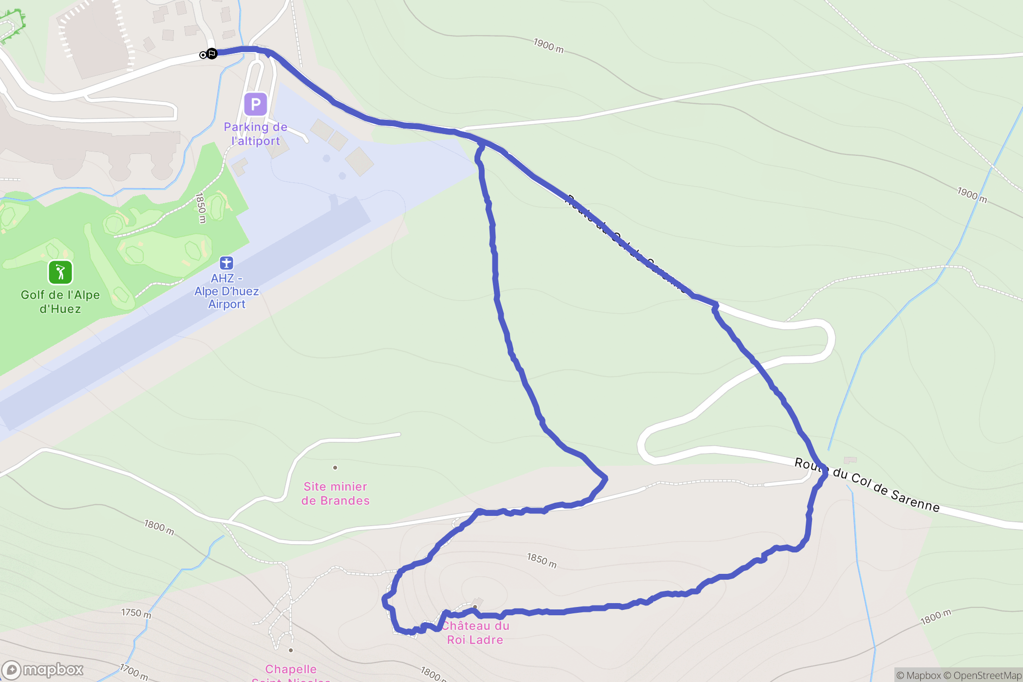 Alpe d'Huez : carte du parcours de randonnée - France