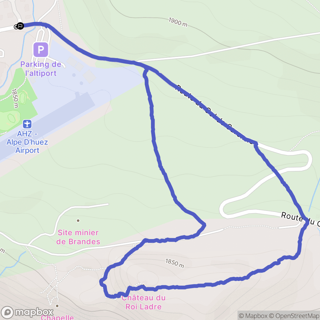 Alpe d'Huez : carte du parcours de randonnée - France
