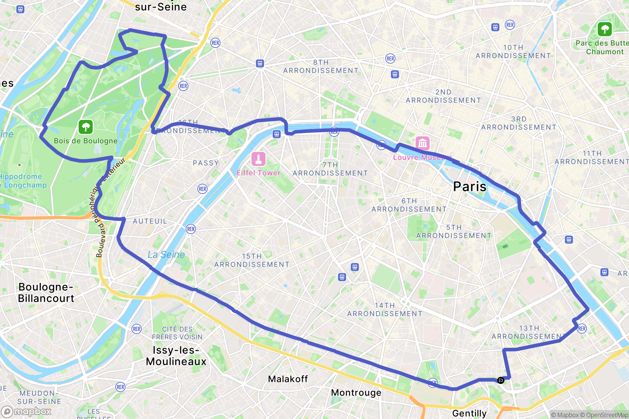 Paris : carte du parcours de randonnée - France