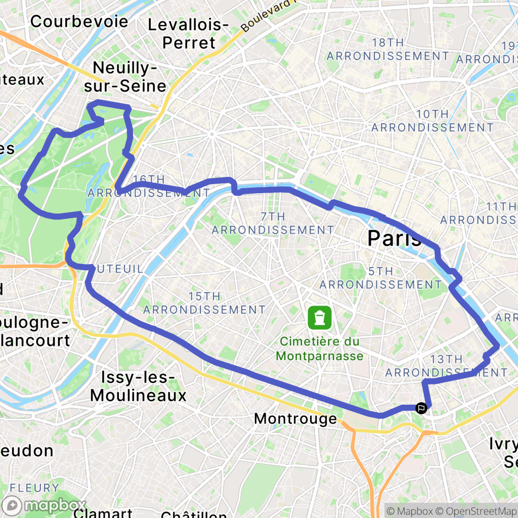 Paris : carte du parcours de randonnée - France