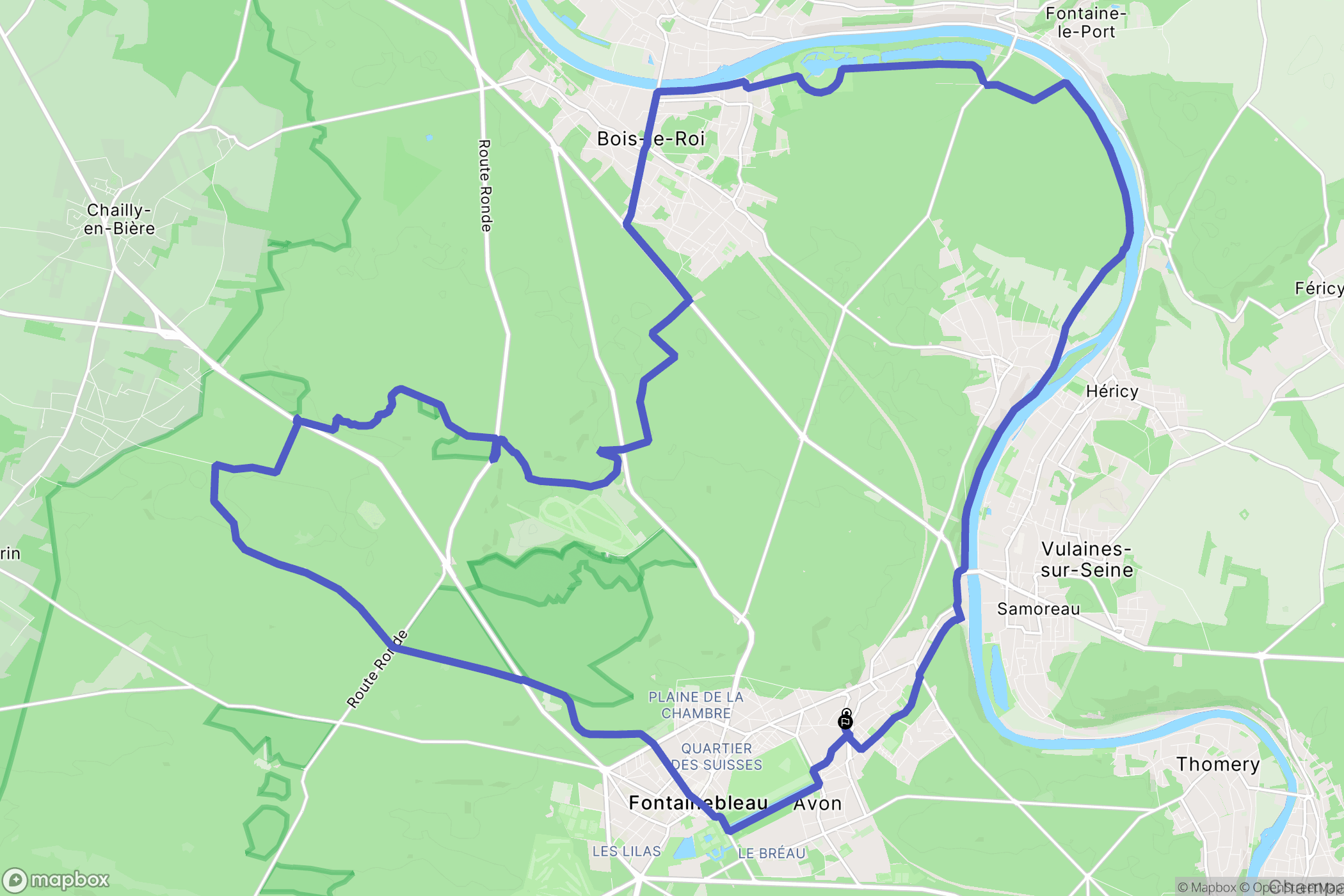 Fontainebleau : carte du parcours de randonnée - France