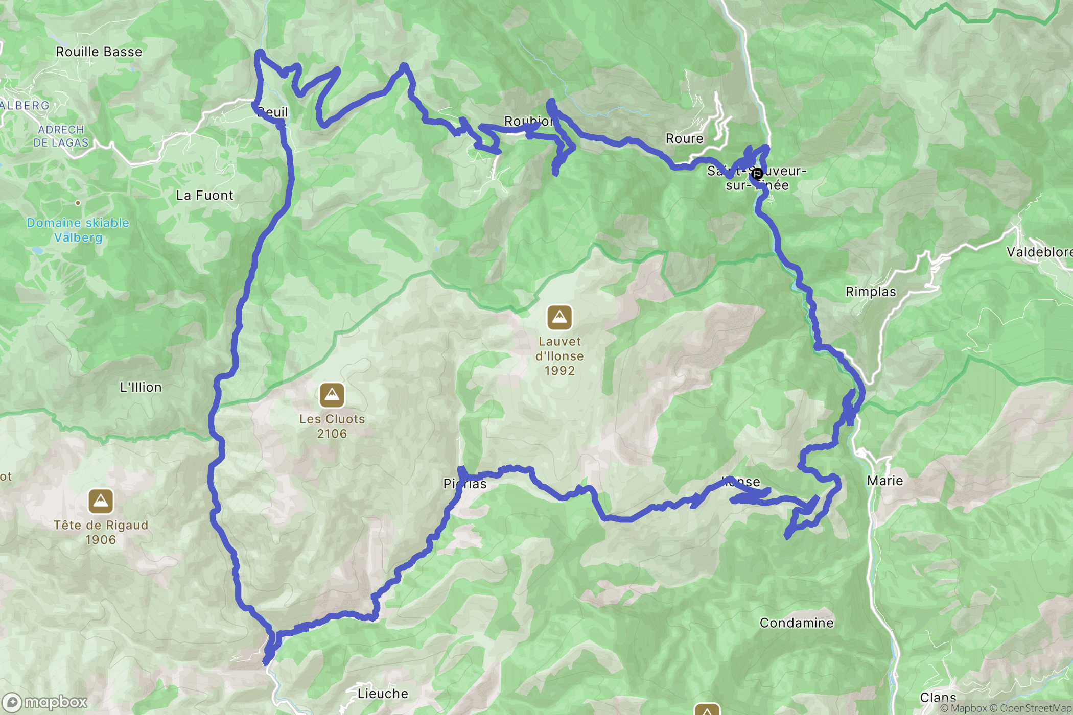 Saint-Sauveur-sur-Tinée : carte du parcours de randonnée - France