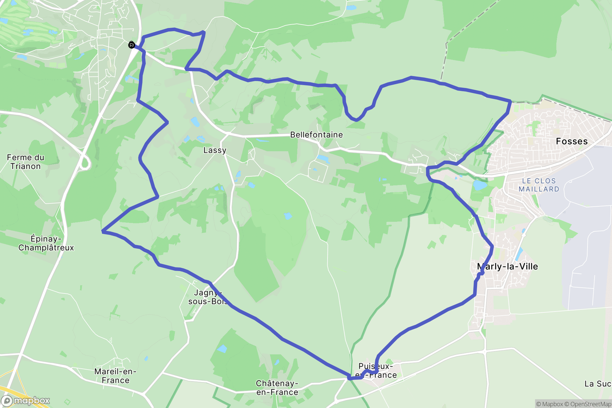 Luzarches : carte du parcours de randonnée - France