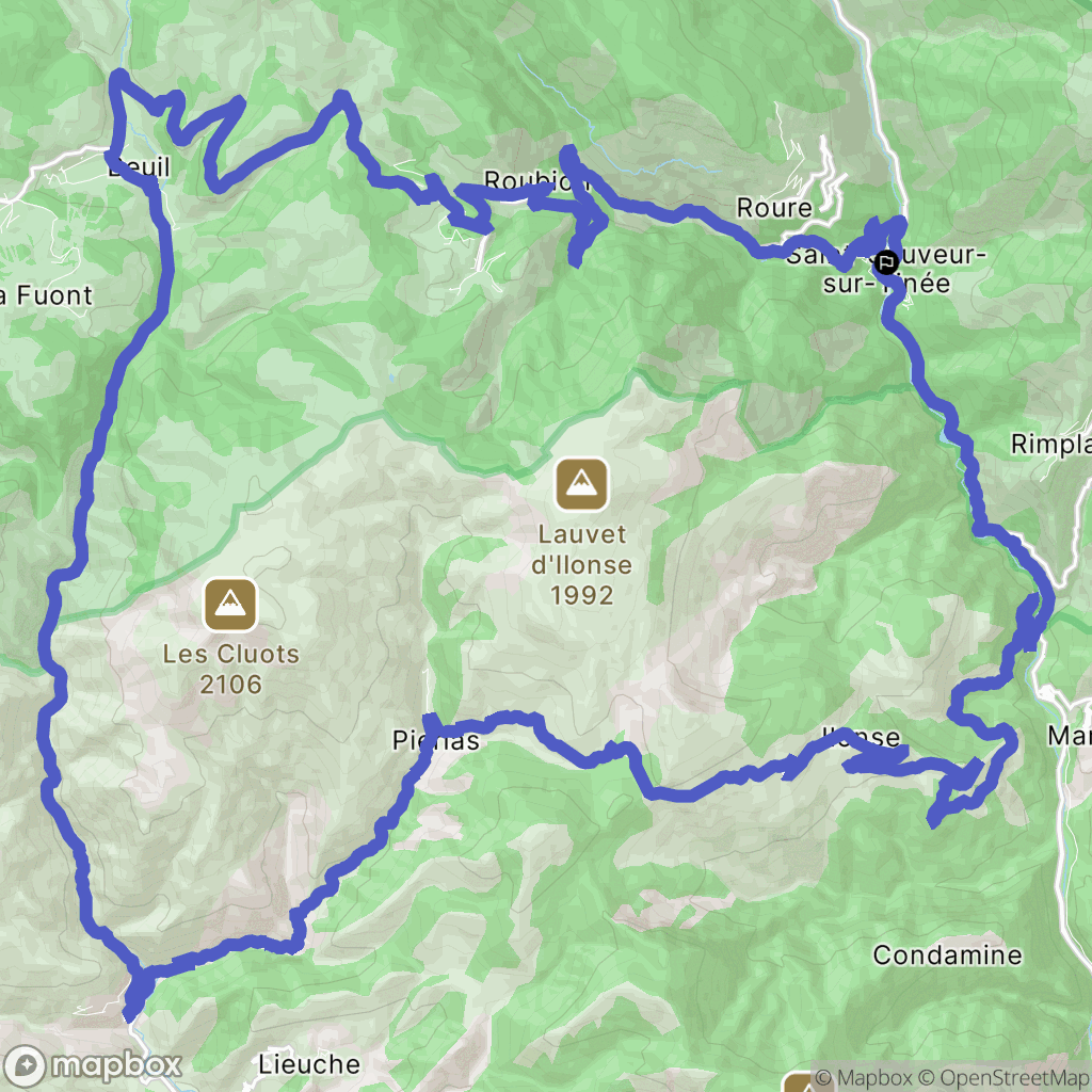 Saint-Sauveur-sur-Tinée : carte du parcours de randonnée - France