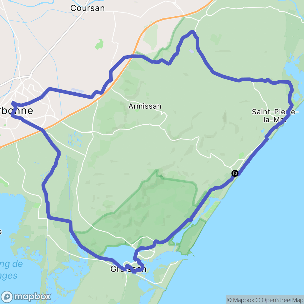 Narbonne : carte du parcours de randonnée - France