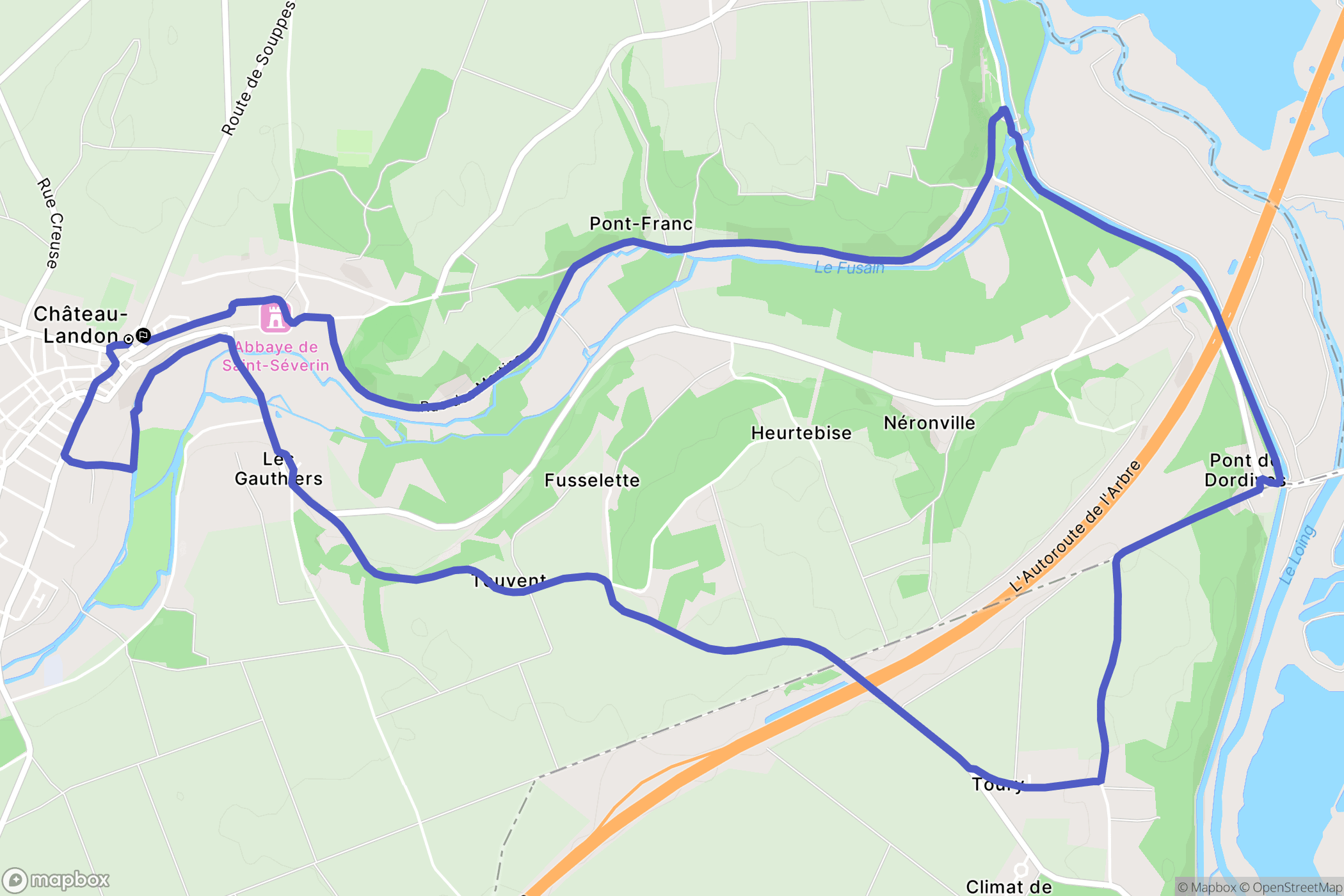 Château-Landon. : carte du parcours de randonnée - France