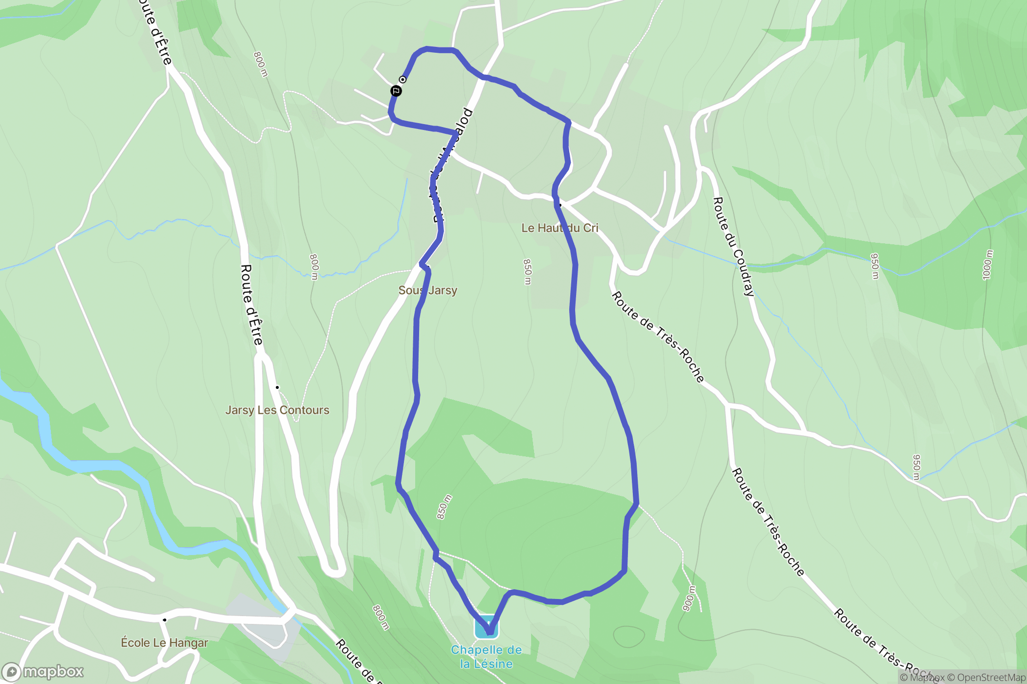 Jarsy : carte du parcours de randonnée - France