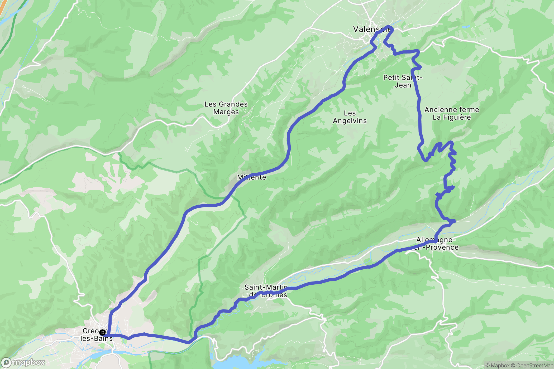 Gréoux-les-Bains : carte du parcours de randonnée - France