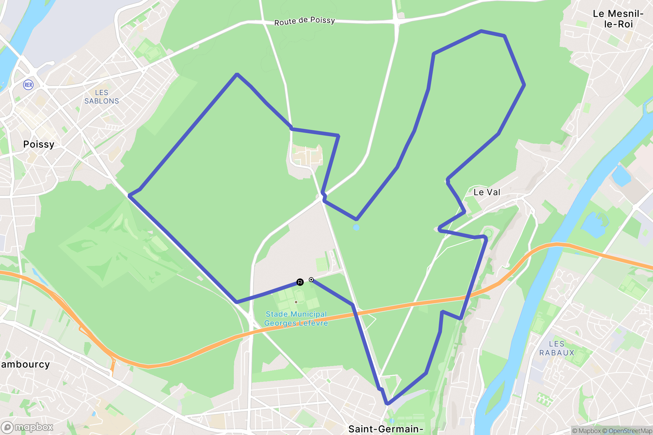 Saint-Germain-en-Laye : carte du parcours de randonnée - France