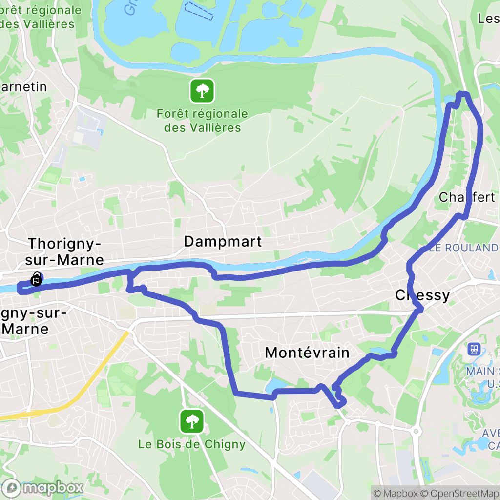Thorigny-sur-Marne : carte du parcours de randonnée - France