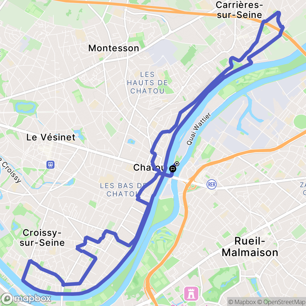 Chatou : carte du parcours de randonnée - France